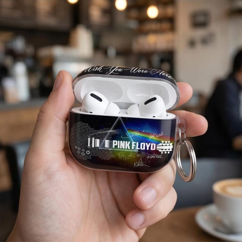 Pink Floyd Airpods Case - Wish You Were Here With Guitar Typography And Signatures