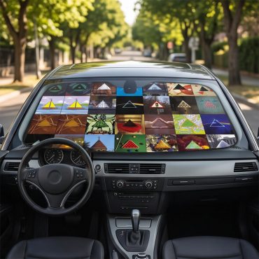 Pink Floyd Auto Sun Shade - Album Dark Side Of The Moon Collage
