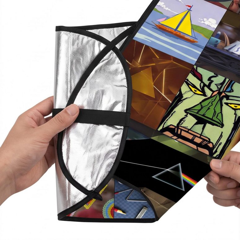 Pink Floyd Auto Sun Shade - Album Dark Side Of The Moon Collage