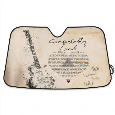Pink Floyd Auto Sun Shade - Comfortably Numb Lyrics Band Signatures