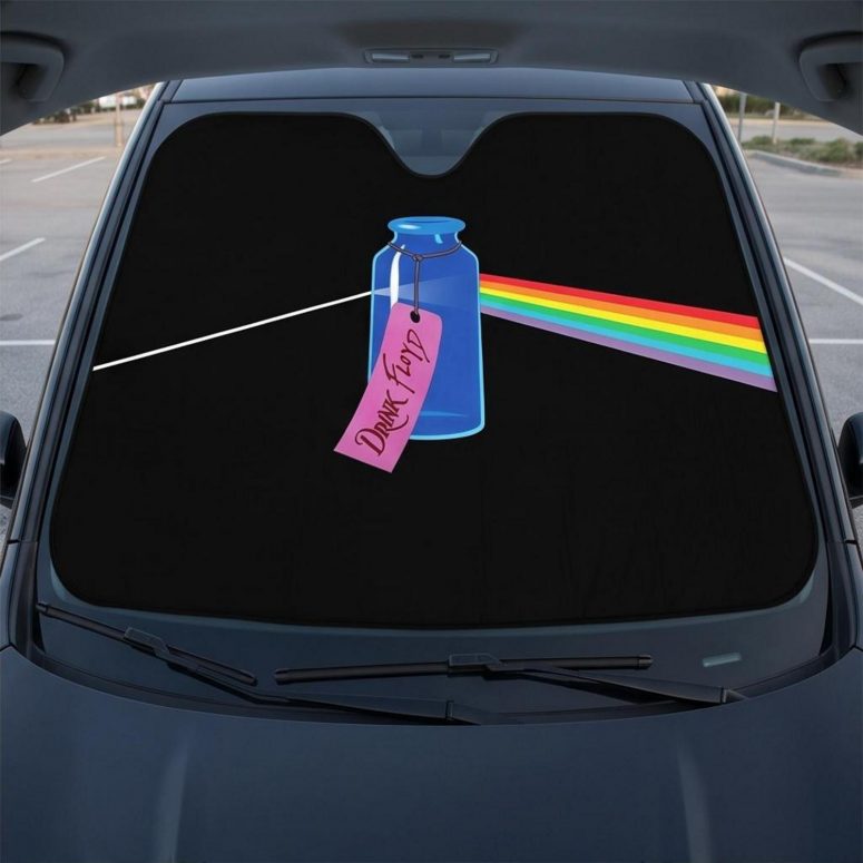 Pink Floyd Auto Sun Shade - Drink Floyd Alice in Wonderland Meets TDSOTM Pink Floyd Auto Sun Shade - Drink Floyd Alice in Wonderland Meets TDSOTM