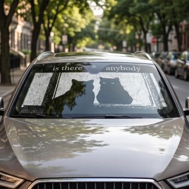 Pink Floyd Auto Sun Shade - Is There Any Body Out There Funny Witchy Cat