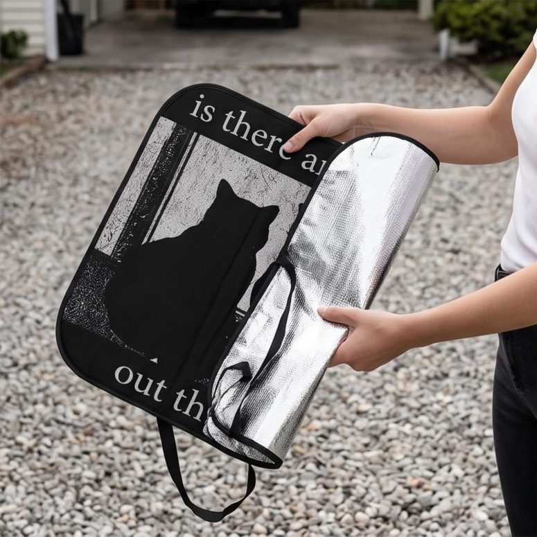 Pink Floyd Auto Sun Shade - Is There Any Body Out There Funny Witchy Cat