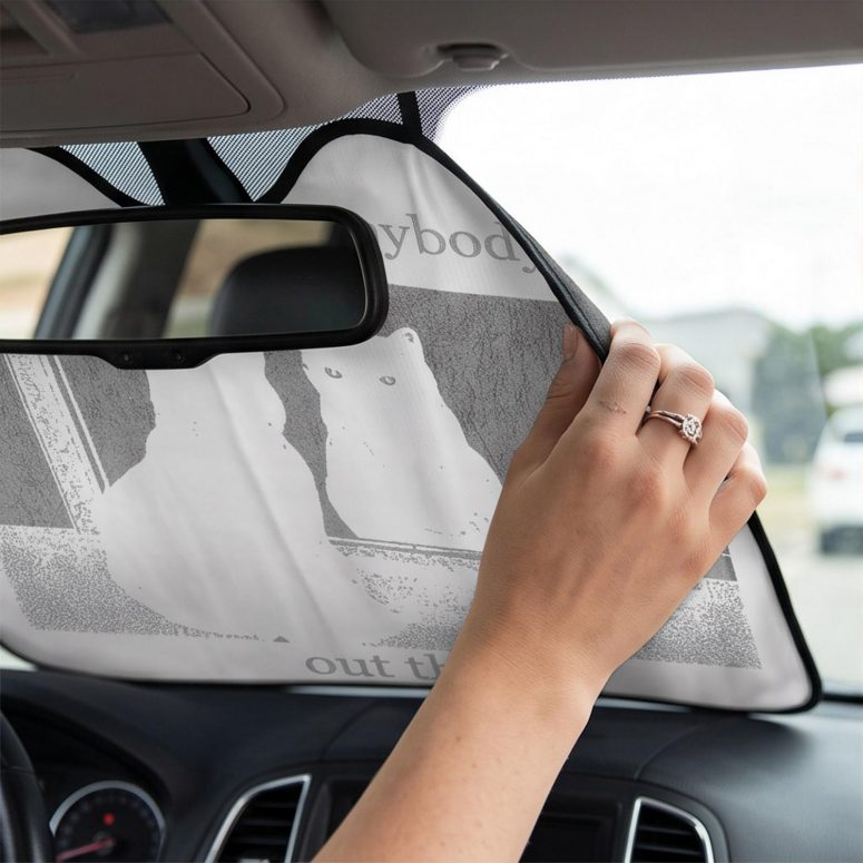 Pink Floyd Auto Sun Shade - Is There Any Body Out There Funny Witchy Cat