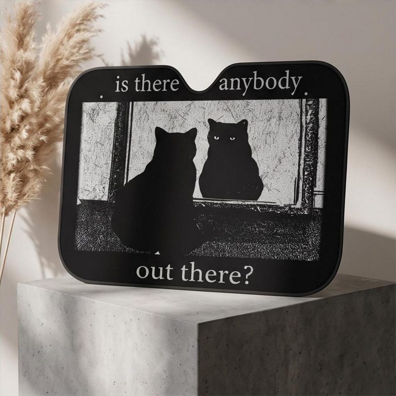 Pink Floyd Auto Sun Shade - Is There Any Body Out There Funny Witchy Cat