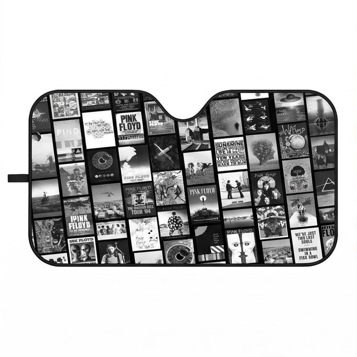 Pink Floyd Auto Sun Shade - Pink Floyd Artwork Poster Collage Black White Pink Floyd Auto Sun Shade - Pink Floyd Artwork Poster Collage Black White
