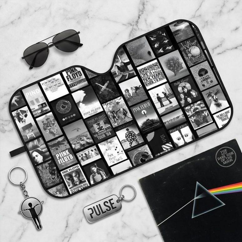 Pink Floyd Auto Sun Shade - Pink Floyd Artwork Poster Collage Black White Pink Floyd Auto Sun Shade - Pink Floyd Artwork Poster Collage Black White