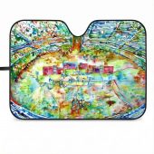 Pink Floyd Auto Sun Shade - Pink Floyd in concert at Pompeii Watercolor