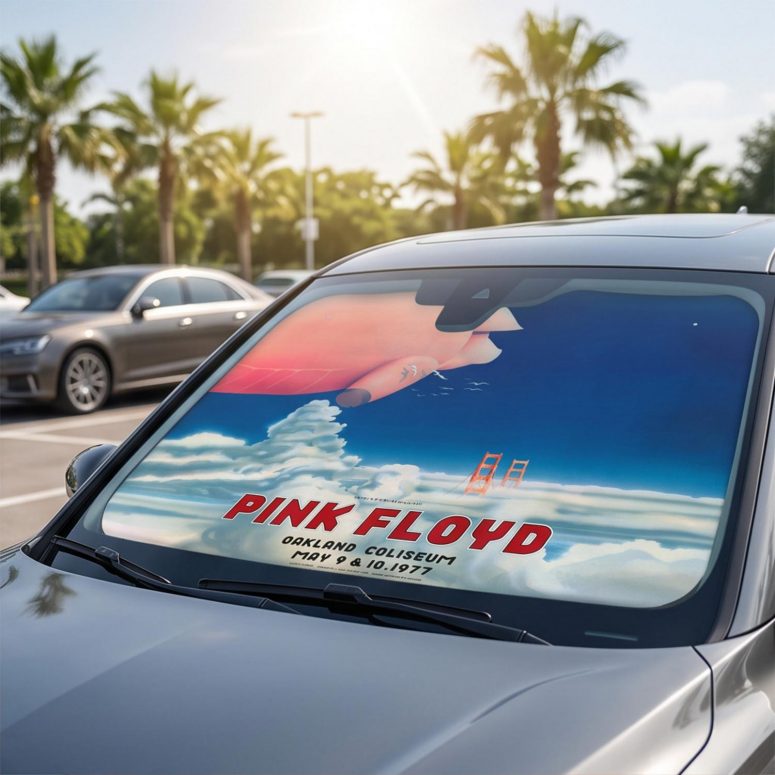 Pink Floyd Auto Sun Shade - Pink Floyd Oakland Coliseum Poster