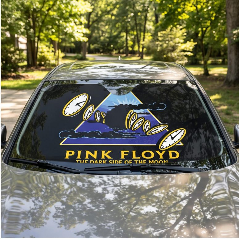 Pink Floyd Auto Sun Shade - Time Dark Side Of The Moon Pink Floyd Auto Sun Shade - Time Dark Side Of The Moon