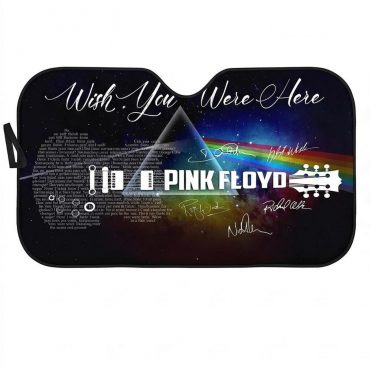 Pink Floyd Auto Sun Shade - Wish You Were Here With Guitar Typography And Signatures Pink Floyd Auto Sun Shade - Wish You Were Here With Guitar Typography And Signatures