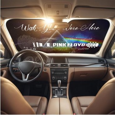Pink Floyd Auto Sun Shade - Wish You Were Here With Guitar Typography And Signatures