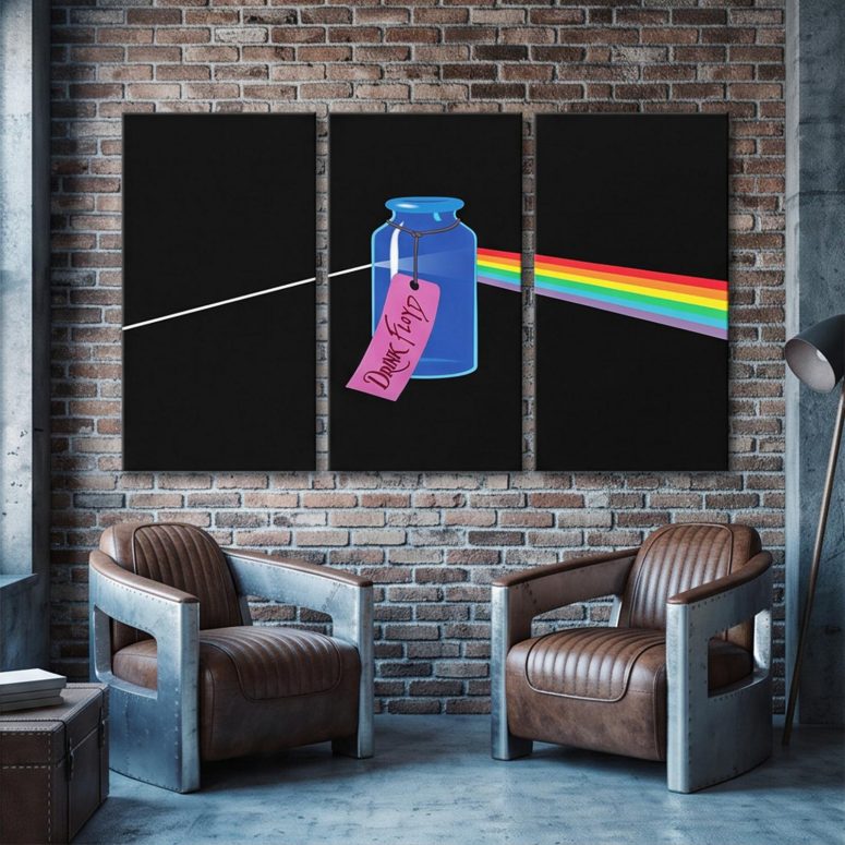Pink Floyd Canvas - Drink Floyd Alice in Wonderland Meets TDSOTM Pink Floyd Canvas - Drink Floyd Alice in Wonderland Meets TDSOTM