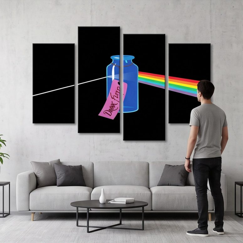 Pink Floyd Canvas - Drink Floyd Alice in Wonderland Meets TDSOTM Pink Floyd Canvas - Drink Floyd Alice in Wonderland Meets TDSOTM