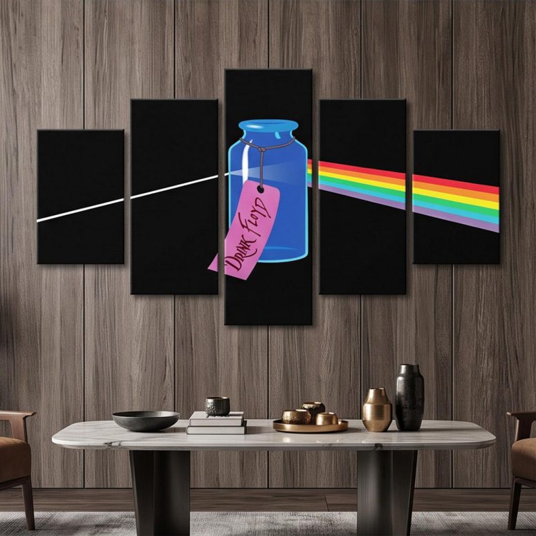 Pink Floyd Canvas - Drink Floyd Alice in Wonderland Meets TDSOTM Pink Floyd Canvas - Drink Floyd Alice in Wonderland Meets TDSOTM