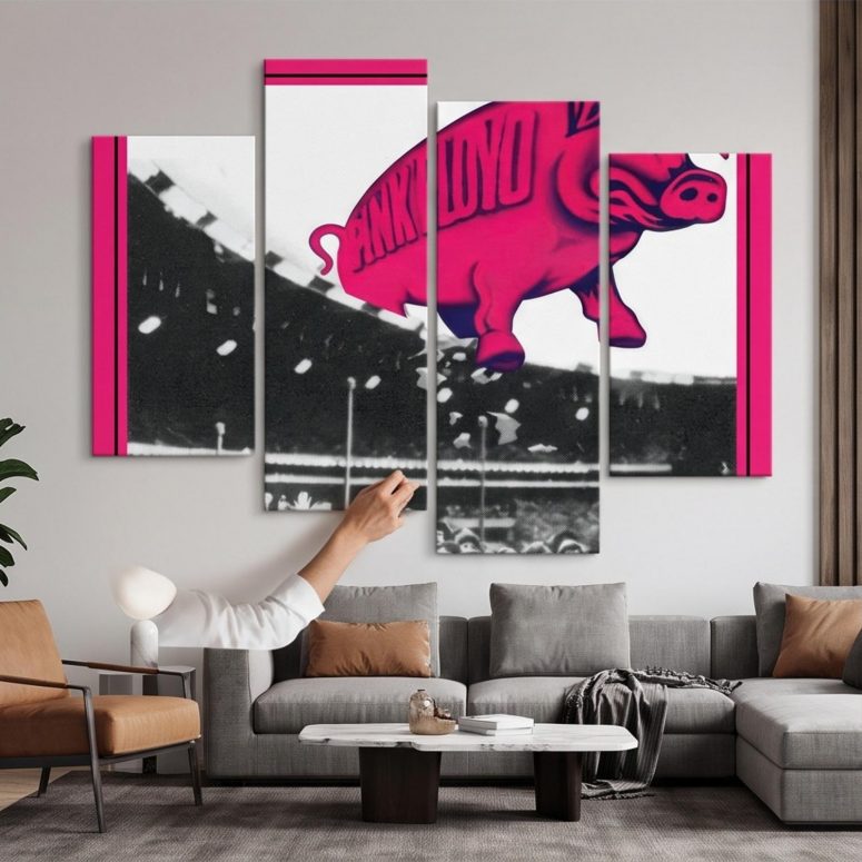 Pink Floyd Canvas - En Chair Et En Os Le Stade Olympique In The Flesh Concert Pink Floyd Canvas - En Chair Et En Os Le Stade Olympique In The Flesh Concert