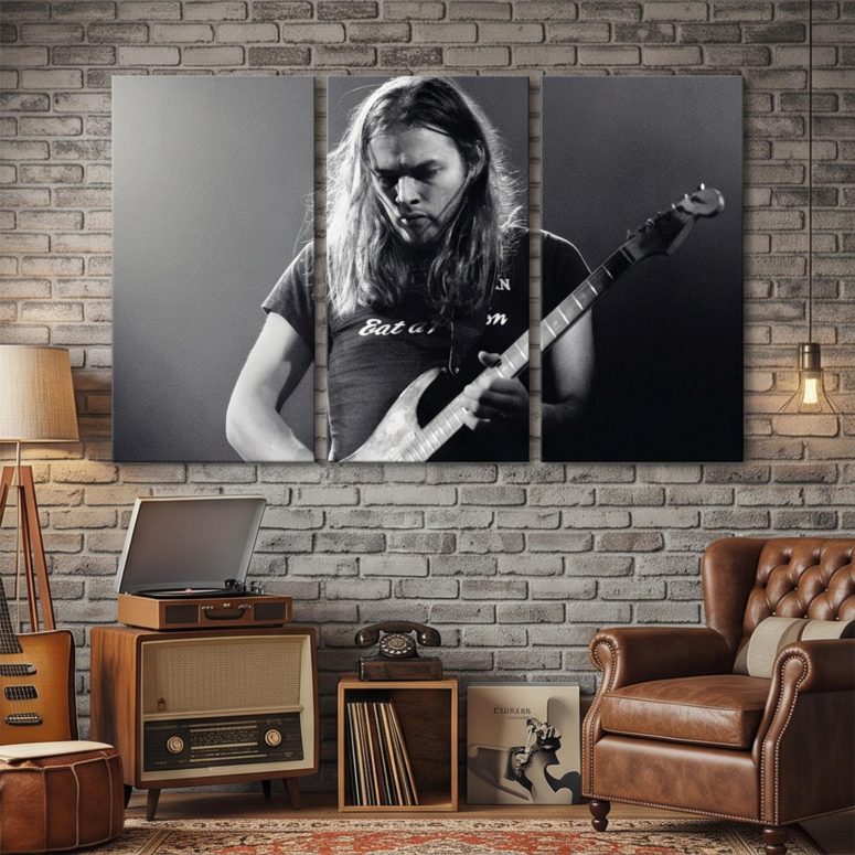 Pink Floyd Canvas - Gilmour at Earls Court with the Black Strat 1973 Pink Floyd Canvas - Gilmour at Earls Court with the Black Strat 1973