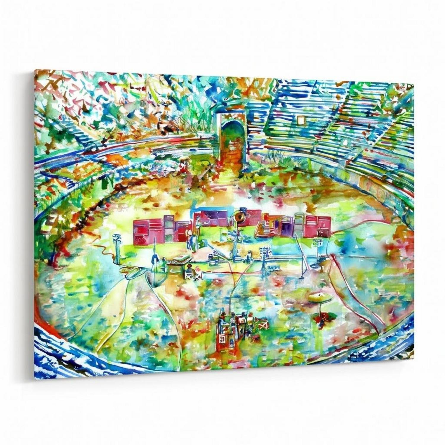 Pink Floyd Canvas - Pink Floyd in concert at Pompeii Watercolor Pink Floyd Canvas - Pink Floyd in concert at Pompeii Watercolor
