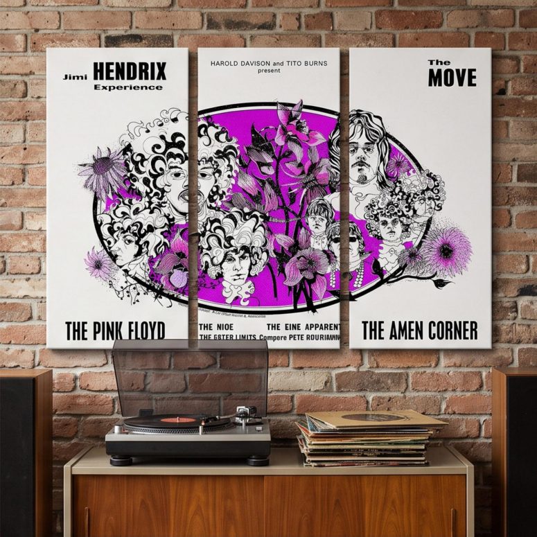 Pink Floyd Canvas - Tallenge Pink Floyd And Jimi Hendrix 1967 Vintage UK Concert Pink Floyd Canvas - Tallenge Pink Floyd And Jimi Hendrix 1967 Vintage UK Concert