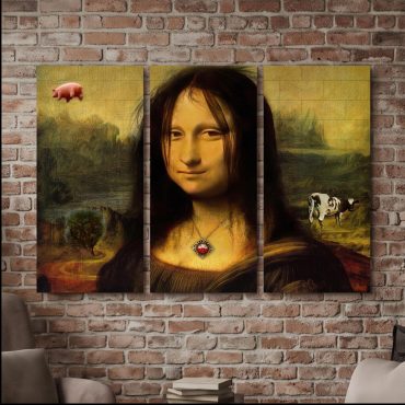 Pink Floyd Canvas - TDSOTM Vinyl Disk Animals Atom Heart Mother Monalisa Parody