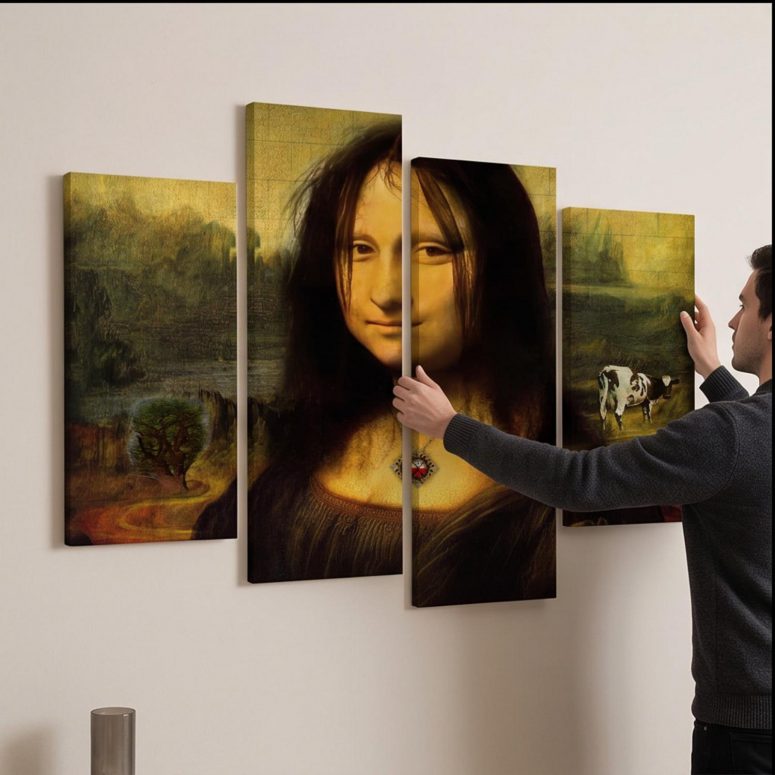 Pink Floyd Canvas - TDSOTM Vinyl Disk Animals Atom Heart Mother Monalisa Parody Pink Floyd Canvas - TDSOTM Vinyl Disk Animals Atom Heart Mother Monalisa Parody