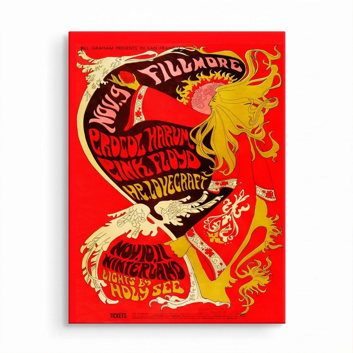 Pink Floyd Canvas - Vintage Concert Poster from Fillmore Auditorium Pink Floyd Canvas - Vintage Concert Poster from Fillmore Auditorium