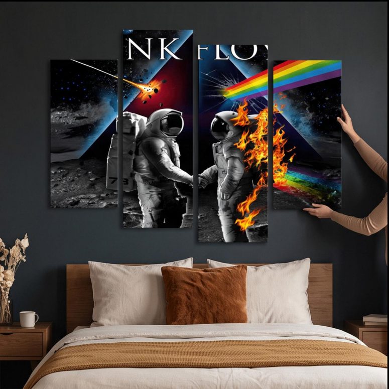 Pink Floyd Canvas - Wish You Were Here DSOTM Astronaut Handshake Pink Floyd Canvas - Wish You Were Here DSOTM Astronaut Handshake