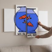 Pink Floyd Canvas - Wish You Were Here lost souls in Fish Bowl Doodle Art
