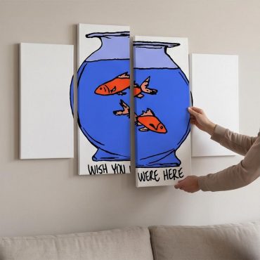 Pink Floyd Canvas - Wish You Were Here lost souls in Fish Bowl Doodle Art