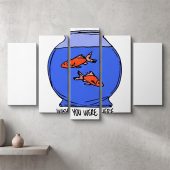 Pink Floyd Canvas - Wish You Were Here lost souls in Fish Bowl Doodle Art