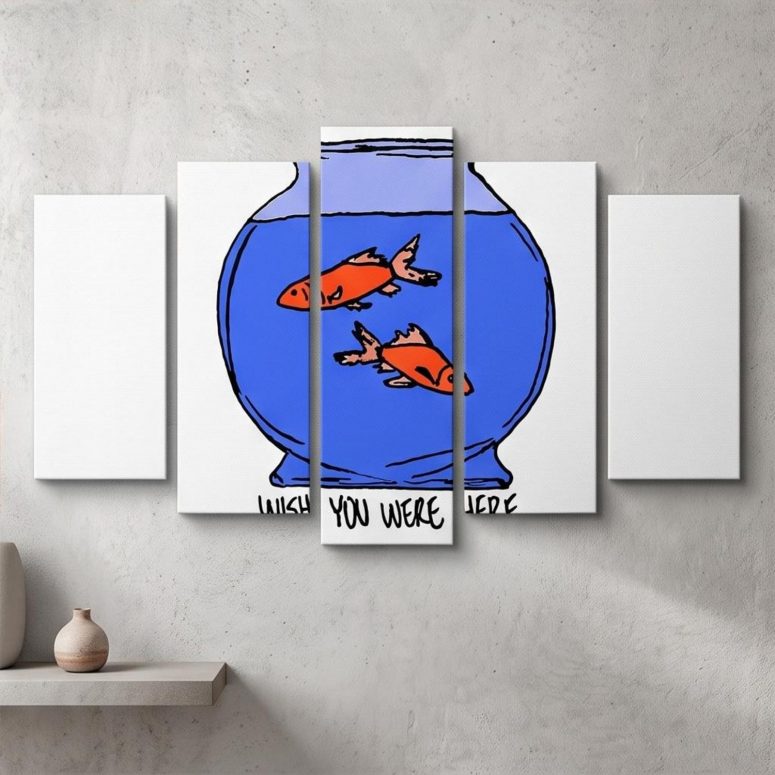 Pink Floyd Canvas - Wish You Were Here lost souls in Fish Bowl Doodle Art