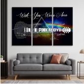 Pink Floyd Canvas - Wish You Were Here With Guitar Typography And Signatures