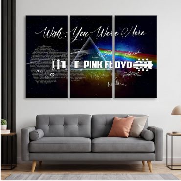 Pink Floyd Canvas - Wish You Were Here With Guitar Typography And Signatures