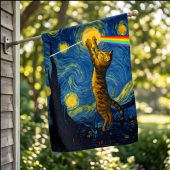 Pink Floyd Flag - Cat Starry Night Touching Moon Van Gogh DSOTM Pink Floyd Flag - Cat Starry Night Touching Moon Van Gogh DSOTM