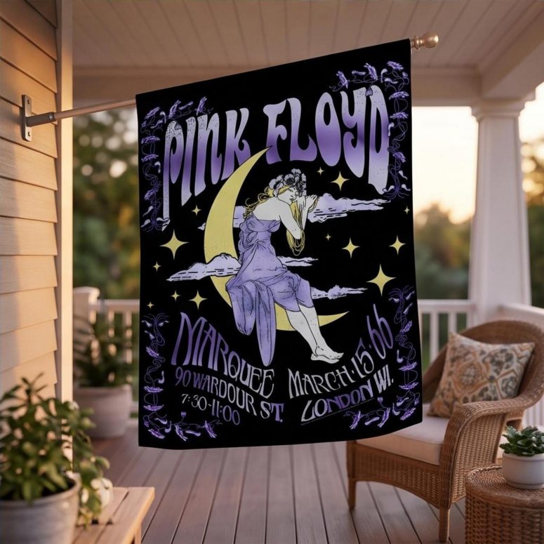Pink Floyd Flag - Moon Girl Marquee March 15 66 London Pink Floyd Flag - Moon Girl Marquee March 15 66 London