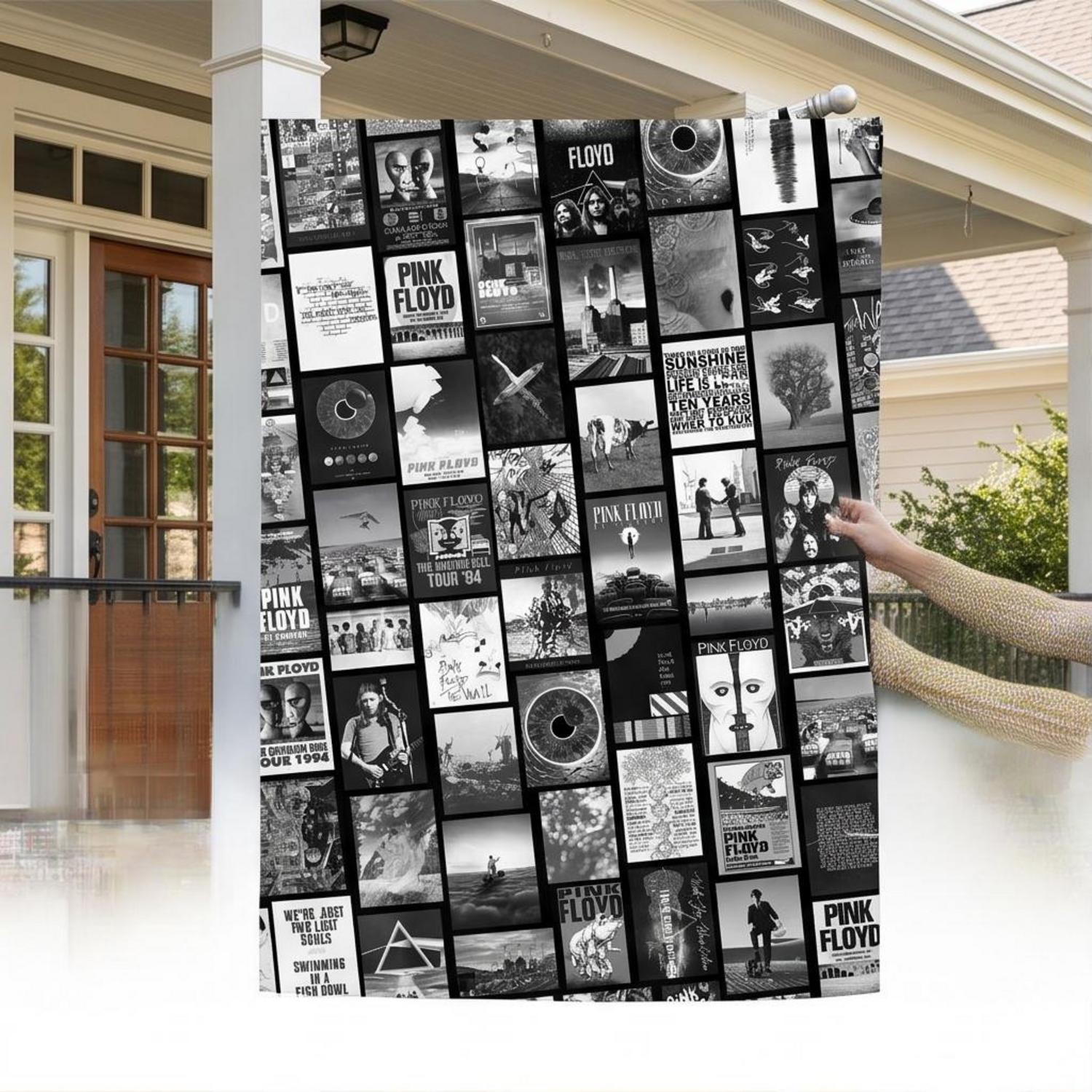 Pink Floyd Flag - Pink Floyd Artwork Poster Collage Black White Pink Floyd Flag - Pink Floyd Artwork Poster Collage Black White