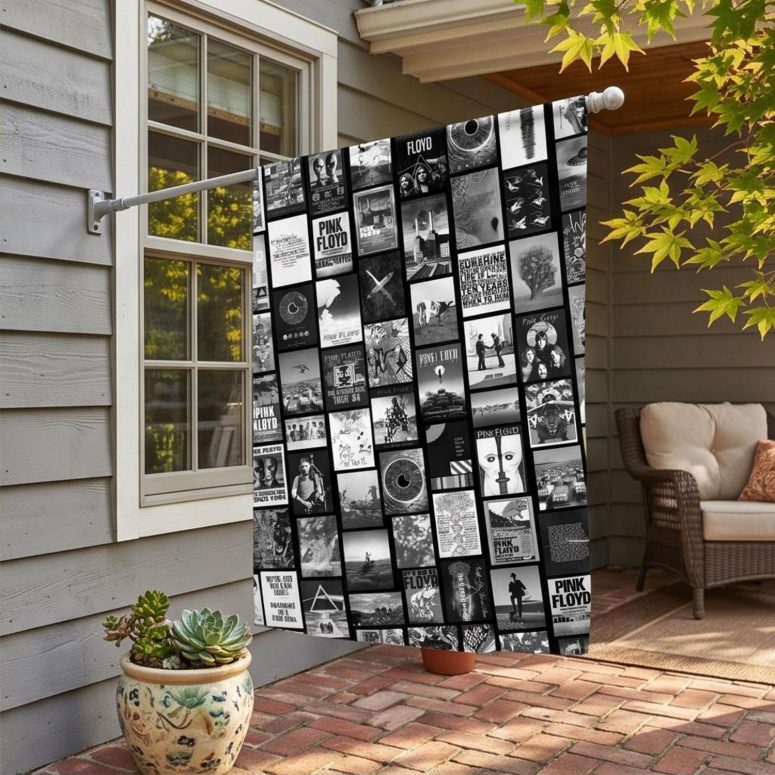 Pink Floyd Flag - Pink Floyd Artwork Poster Collage Black White Pink Floyd Flag - Pink Floyd Artwork Poster Collage Black White