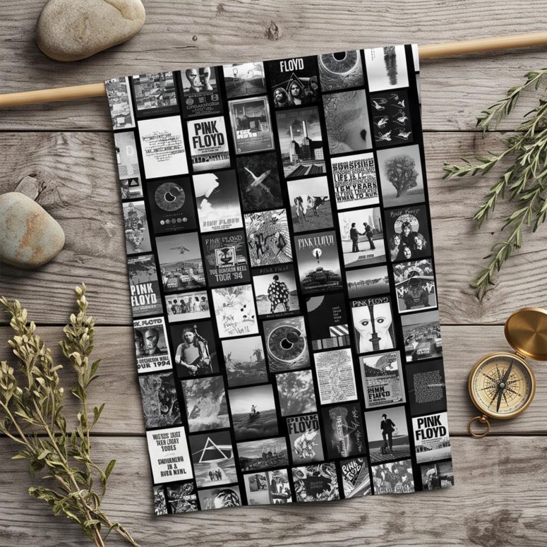 Pink Floyd Flag - Pink Floyd Artwork Poster Collage Black White Pink Floyd Flag - Pink Floyd Artwork Poster Collage Black White