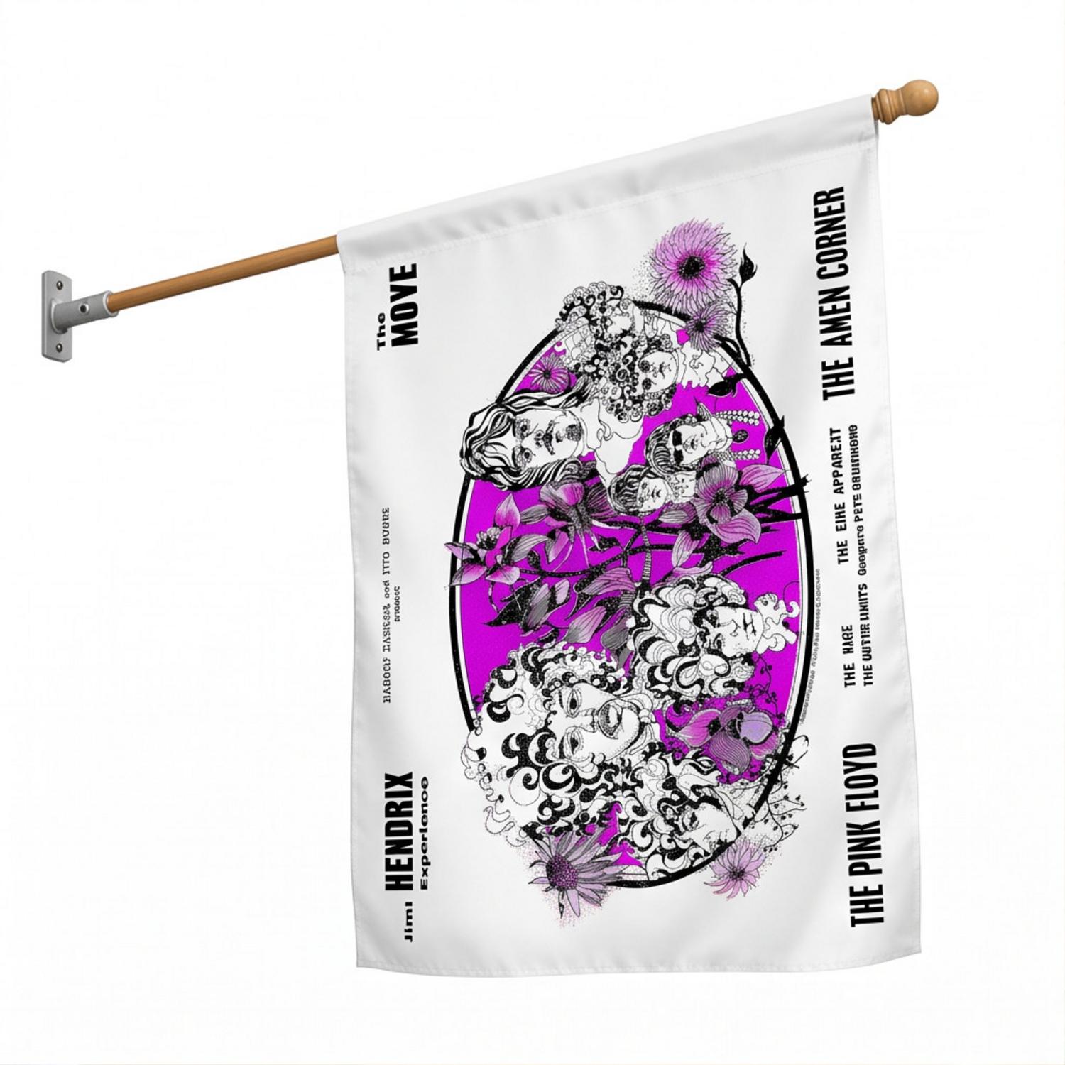Pink Floyd Flag - Tallenge Pink Floyd And Jimi Hendrix 1967 Vintage UK Concert Pink Floyd Flag - Tallenge Pink Floyd And Jimi Hendrix 1967 Vintage UK Concert
