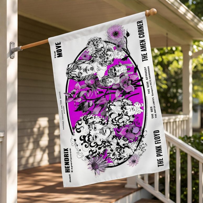 Pink Floyd Flag - Tallenge Pink Floyd And Jimi Hendrix 1967 Vintage UK Concert Pink Floyd Flag - Tallenge Pink Floyd And Jimi Hendrix 1967 Vintage UK Concert