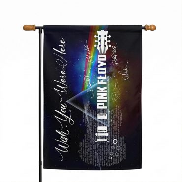 Pink Floyd Flag - Wish You Were Here With Guitar Typography And Signatures Pink Floyd Flag - Wish You Were Here With Guitar Typography And Signatures