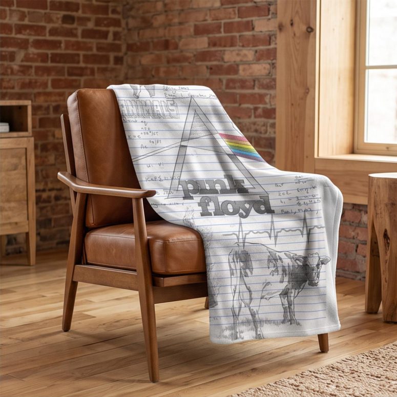 Pink Floyd Fleece Blanket - Album Collage Sketch Pink Floyd Fleece Blanket - Album Collage Sketch