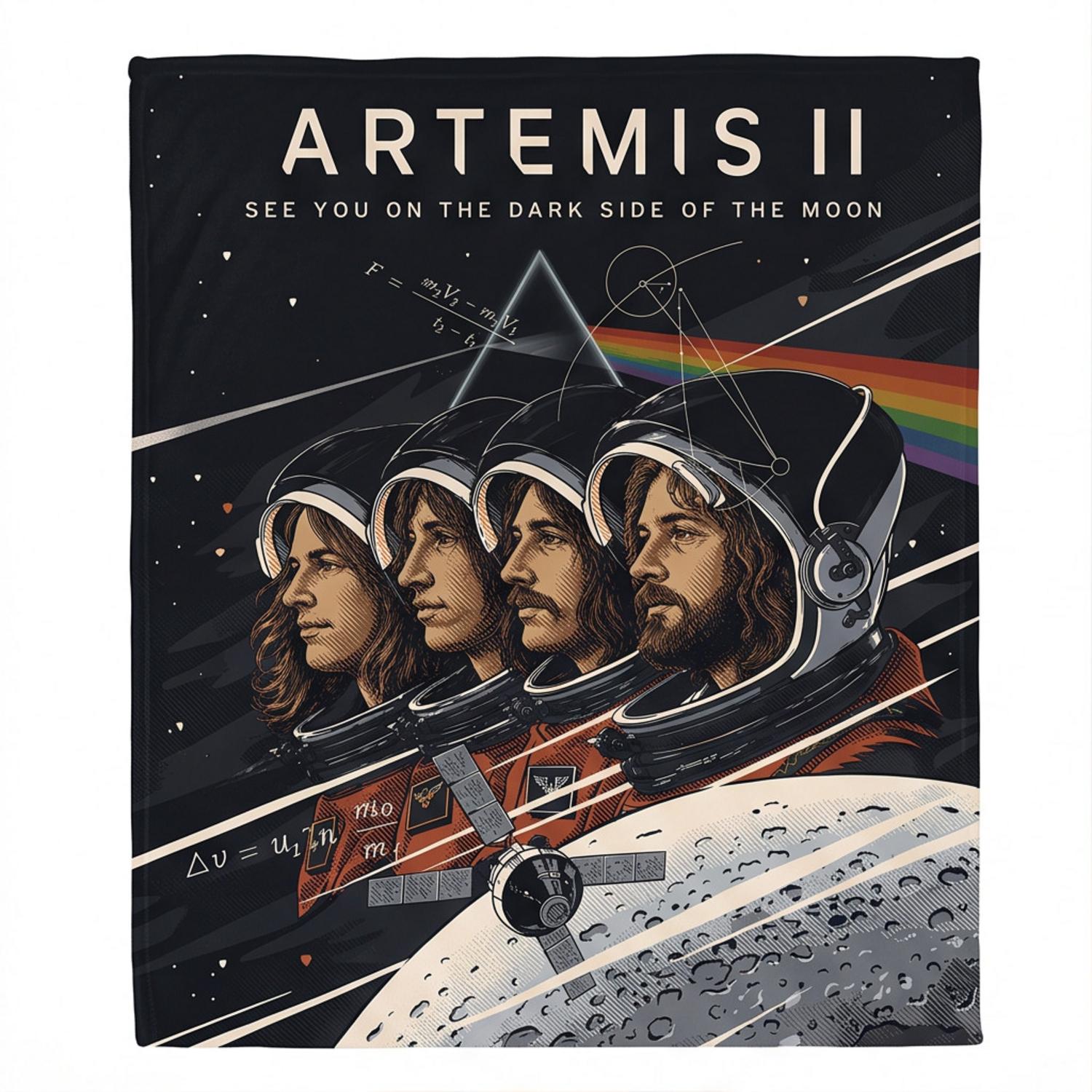 Pink Floyd Fleece Blanket - Artemis II See You On The Dark Side Of The Moon Pink Floyd Fleece Blanket - Artemis II See You On The Dark Side Of The Moon