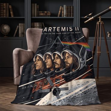Pink Floyd Fleece Blanket - Artemis II See You On The Dark Side Of The Moon