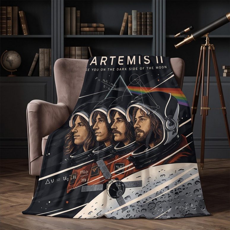 Pink Floyd Fleece Blanket - Artemis II See You On The Dark Side Of The Moon Pink Floyd Fleece Blanket - Artemis II See You On The Dark Side Of The Moon