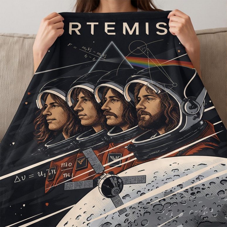 Pink Floyd Fleece Blanket - Artemis II See You On The Dark Side Of The Moon Pink Floyd Fleece Blanket - Artemis II See You On The Dark Side Of The Moon