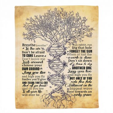 Pink Floyd Fleece Blanket - Breathe Lyrics