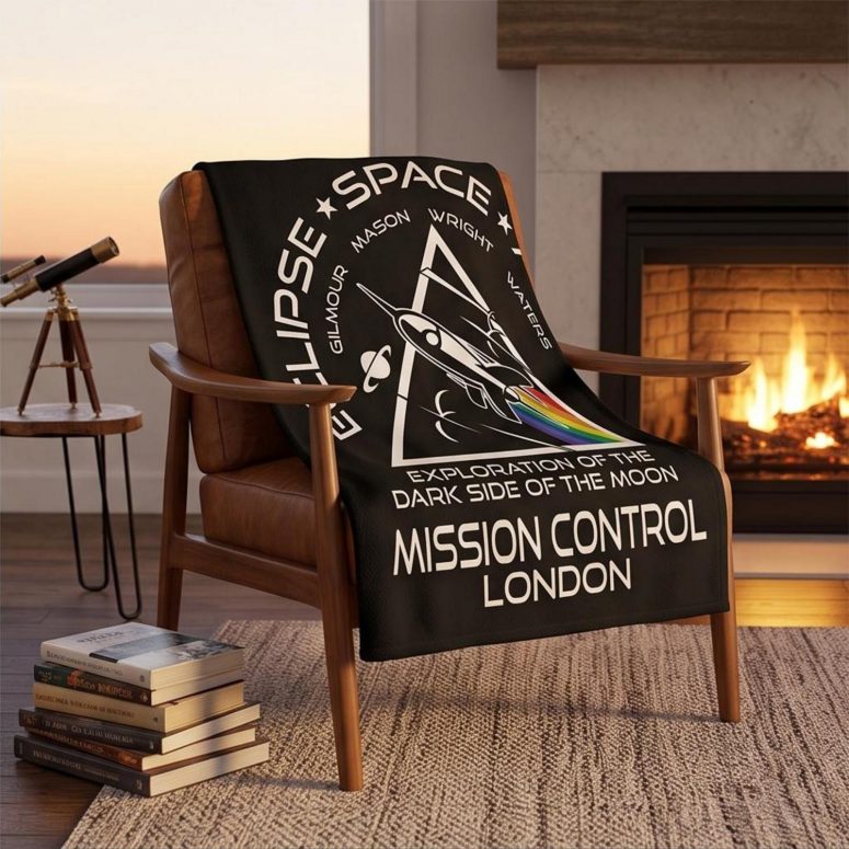 Pink Floyd Fleece Blanket - Eclipse Space Agency Exploration of TDSOTM Mission Control London