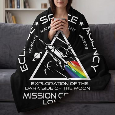 Pink Floyd Fleece Blanket - Eclipse Space Agency Exploration of TDSOTM Mission Control London