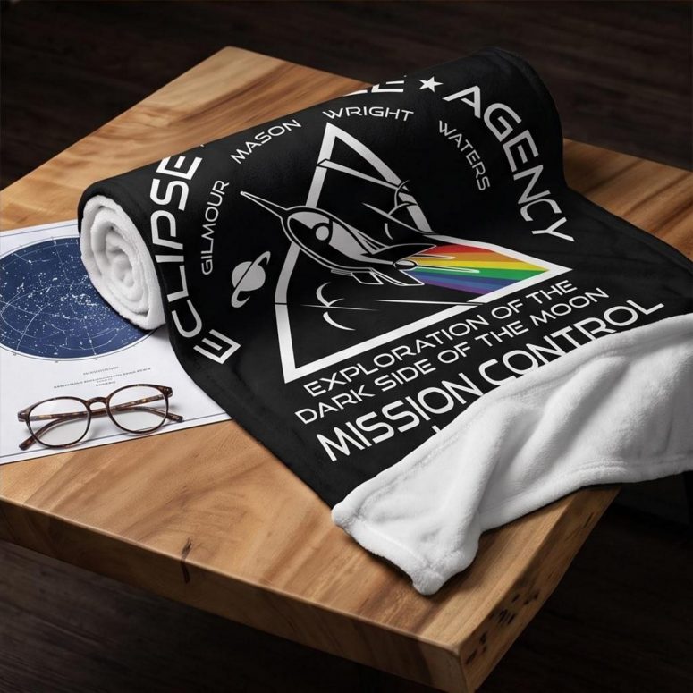 Pink Floyd Fleece Blanket - Eclipse Space Agency Exploration of TDSOTM Mission Control London